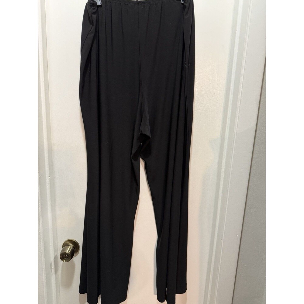 Meredith Matthews Black Pull On Wide-Leg Dress Pants 1X Stretch Knit